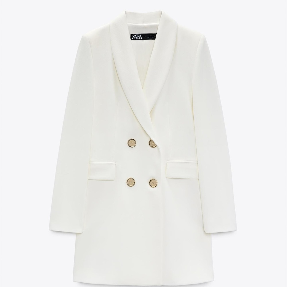 Zara Ivory Double-Breasted Blazer